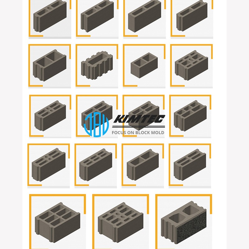 Different types of hollow brick block moulds